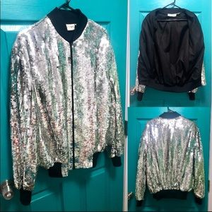 🖤 Vintage Albert Paul Silver Sequin Bomber 🤍